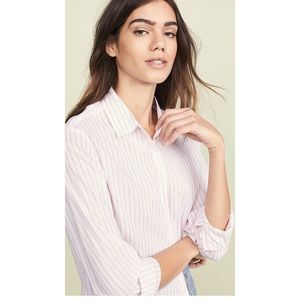 Xirena Beau button up shirt L, new, pink stripes Pinque